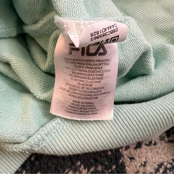 Fila Sweatshirt Crewneck Pullover Pocket Light Aqua Green Women’s M Sporty - Picture 6 of 7